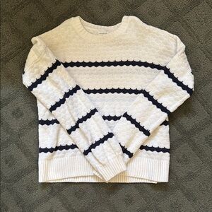 Abercrombie Kids White and Navy Striped Sweater
